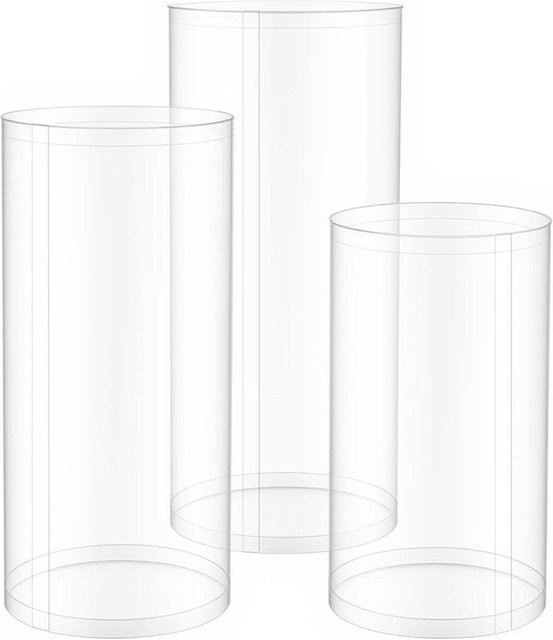 3er Set Hochzeits-Blumenständer von Buying Solutions, MB, runde Zylinder-Sockel aus transparentem Acryl, Höhe: 60 cm, 75 cm und 90 cm - Bild 1