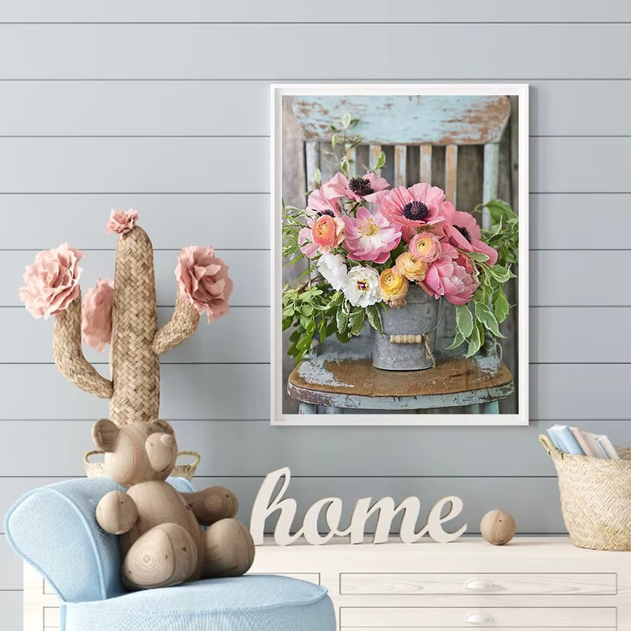 YUTTEE DIY-Diamantgemälde mit floralem Motiv in Multicolour, Wanddekoration mit Blumen und Mosaik-Stickerei, B/H: 30 x 20 cm - Bild 2
