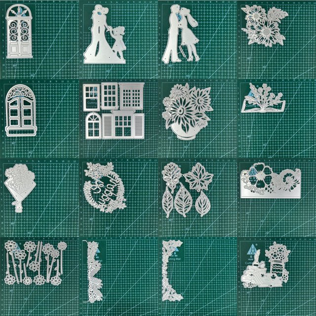 Metall Stanzform Set mit Blumen und Blättern für Scrapbooking und Papierbastelarbeiten - Bild 1