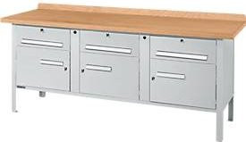 Kastenwerkbank Schäfer Shop Select PW 200-5 in Weißaluminium mit Buche Multiplexplatte, Belastbarkeit bis 750 kg, B/T/H: 200 x 70 x 84 cm - Bild 1