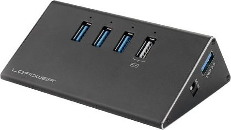 LC Power USB-Hub LC-HUB-ALU-2B-4 in Schwarz mit 3 x SuperSpeed USB 3.0 und 1 x SuperSpeed USB 3.0 zum Laden für deinen Desktop - Bild 2
