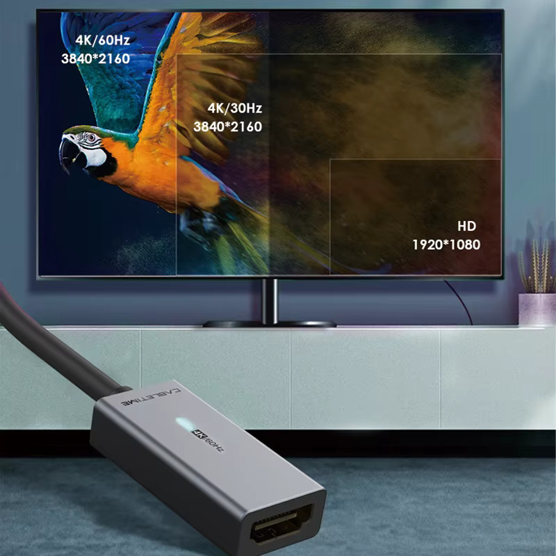 CABLETIME Mini DisplayPort zu HDMI Adapter in Grau für 4K@60Hz Datenübertragung und Synchronisation - Bild 3