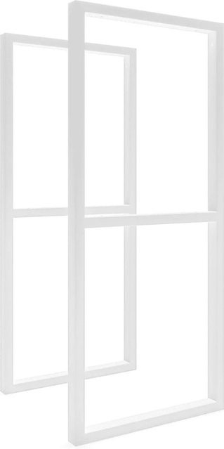HEVVA Gestell NECKAR Doppel-Waschtisch 2er Set Weiß matt Metall Wandmontage Tiefe: 35 cm - Bild 1