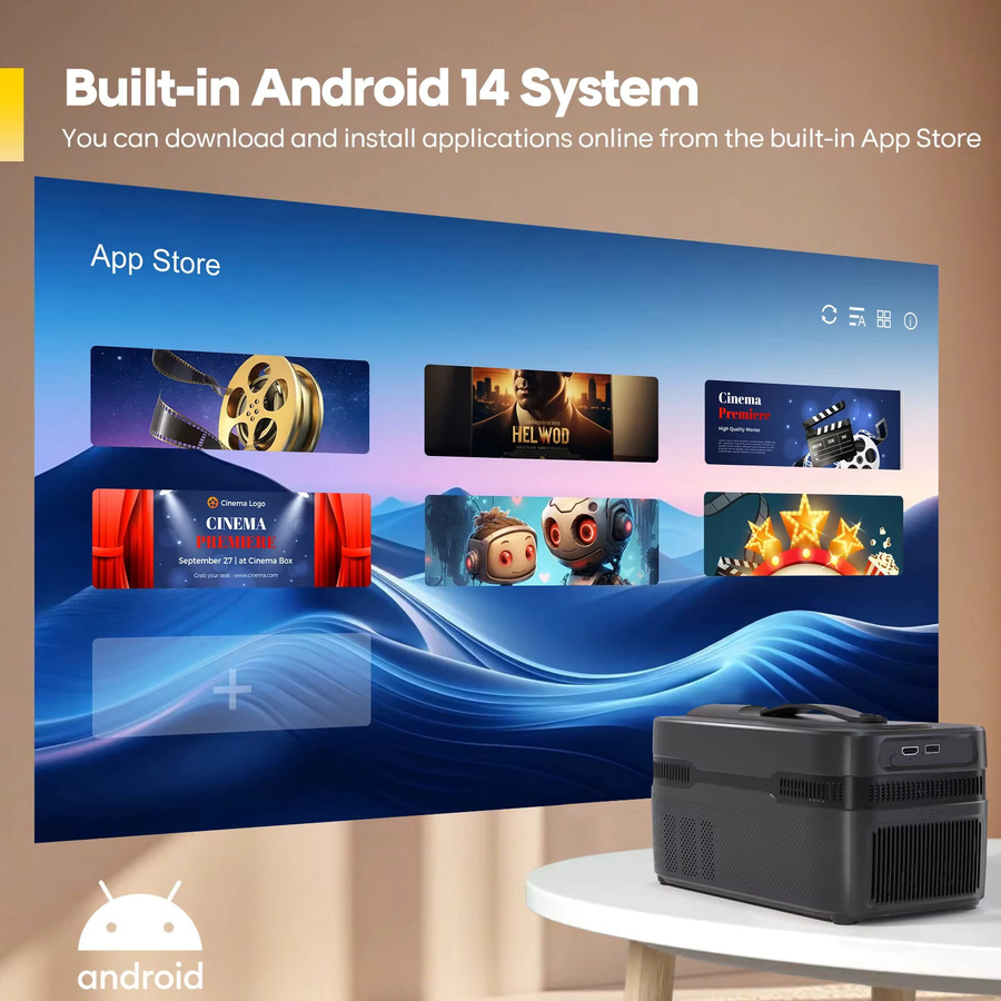 Magcubic HY450 Ultra-Kurzdistanz-Projektor in Schwarz mit Auto-Fokus, 900 ANSI, 1080P, 8K Unterstützung, WiFi6 und Bluetooth 5.4 - Bild 6
