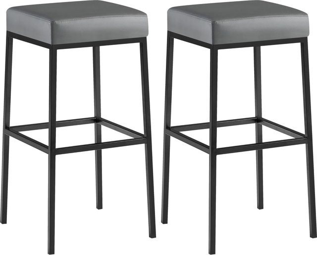 CLP 2er Set Barhocker Montreal mit Kunstlederbezug in Grau/Schwarz - Bild 1
