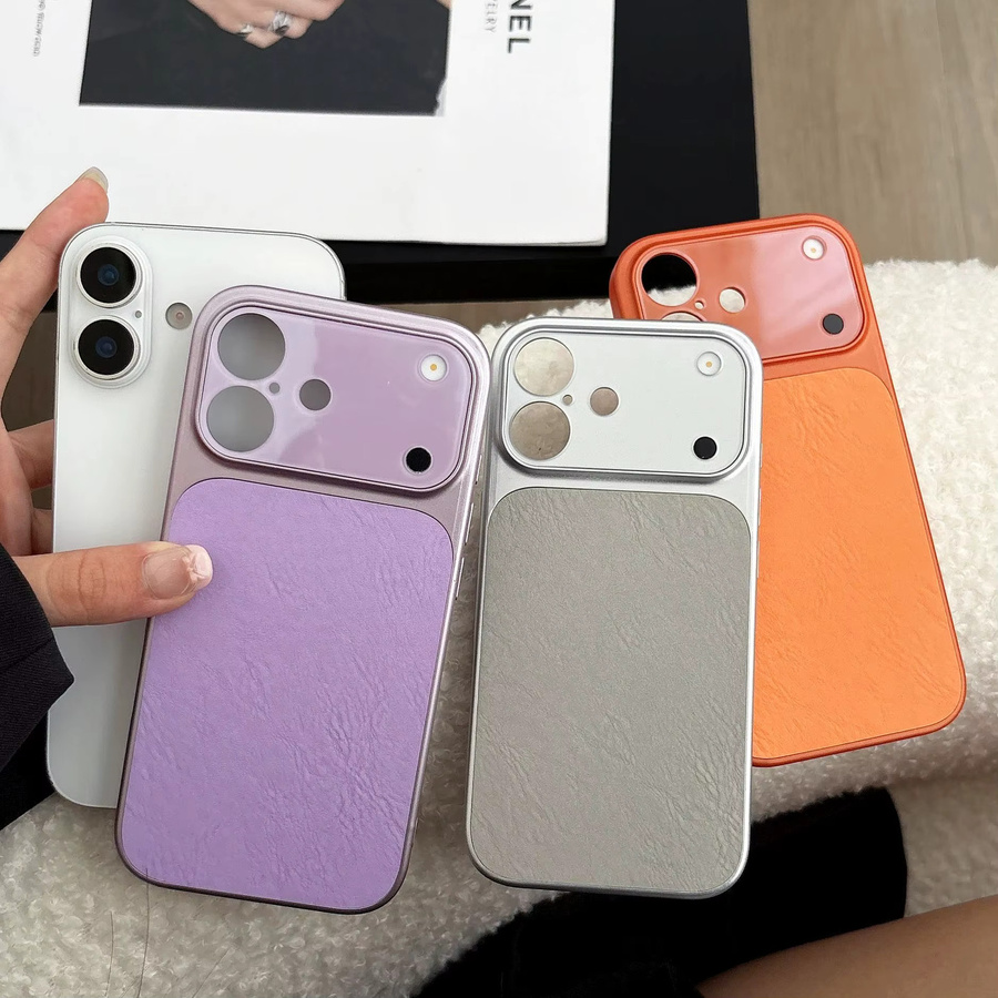 Stoßfeste Leder-Handyhülle mit Eis-Crack-Design für Apple iPhone Air 17, 16, 15 Plus, 14, 13 Pro Max in Lila - Bild 2