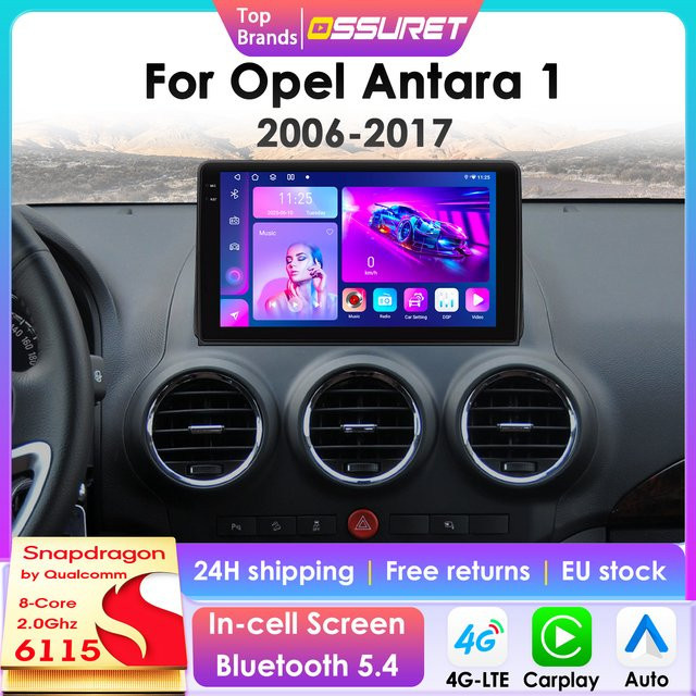 OSSURET Android 13 Autoradio mit 360-Kamera und Carplay für Opel Antara 1 (2006-2017), Farbe: Schwarz - Bild 1