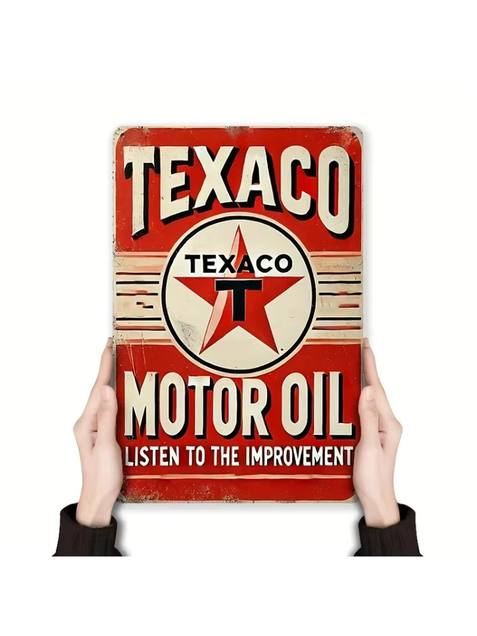 Vintage Texaco Motoröl Metallblechschild als Retro-Wandkunst zur Dekoration, Breite: 30,0 cm, Höhe: 20,0 cm - Bild 2