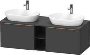 Duravit Waschtischunterschrank D-Neo in Grau Matt mit 2 Türen und offenem Regal, Wandmontage - Bild 1