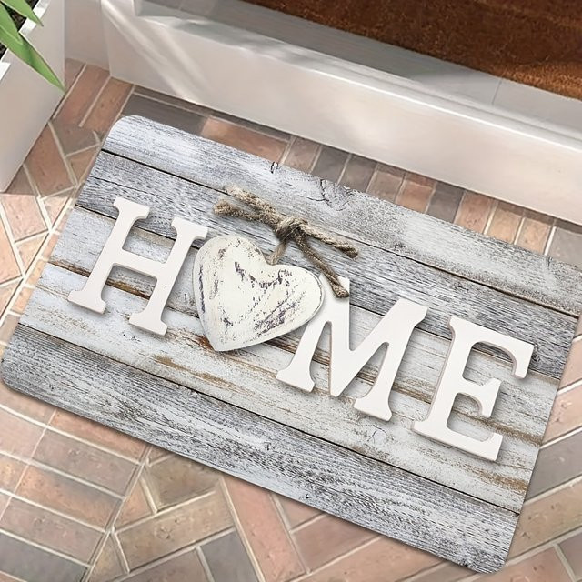 VIKAMA Willkommens-Fußmatte Woodgrain in Weiß, weiche Bodenmatte für Eingangsbereich und Wohnzimmer, B/T: 60 x 40 cm - Bild 1