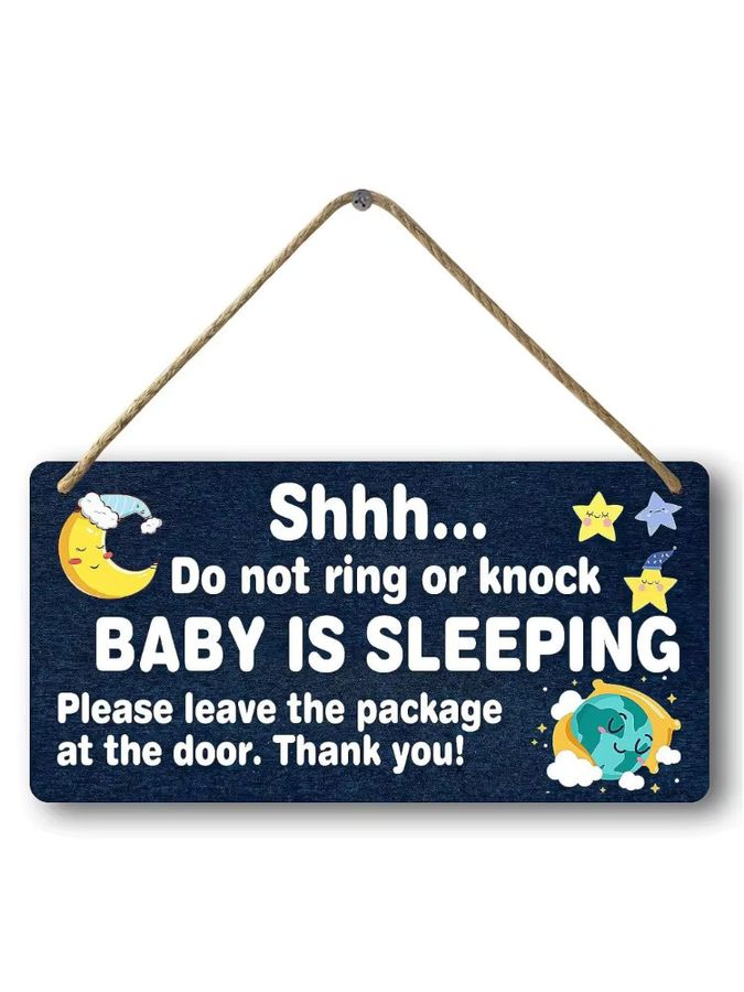 Holzschild Hello Young Baby Sleeping für die Haustür, rechteckig, Breite: 30,0 cm, Höhe: 20,0 cm, Tiefe: 1,0 cm - Bild 6