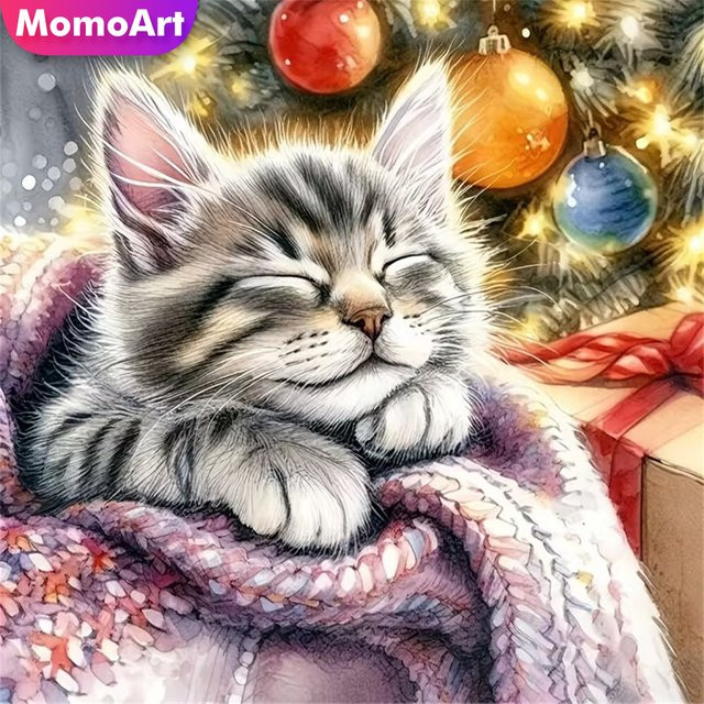 Momoart Diamant-Mosaik Katze DIY Set für Anfänger, bunt, B/B/B: 20 x 20 x 20 cm - Bild 1