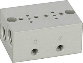 Riegler Reihengrundplatte 2-fach in Silber, M5 für 15 mm Mini-Magnetventile - Bild 1