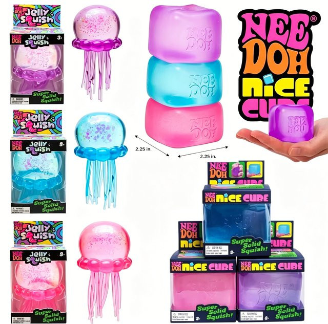 NeeDoh Quallen- & Würfel-Squish-Spielzeug, multicolour - Bild 1