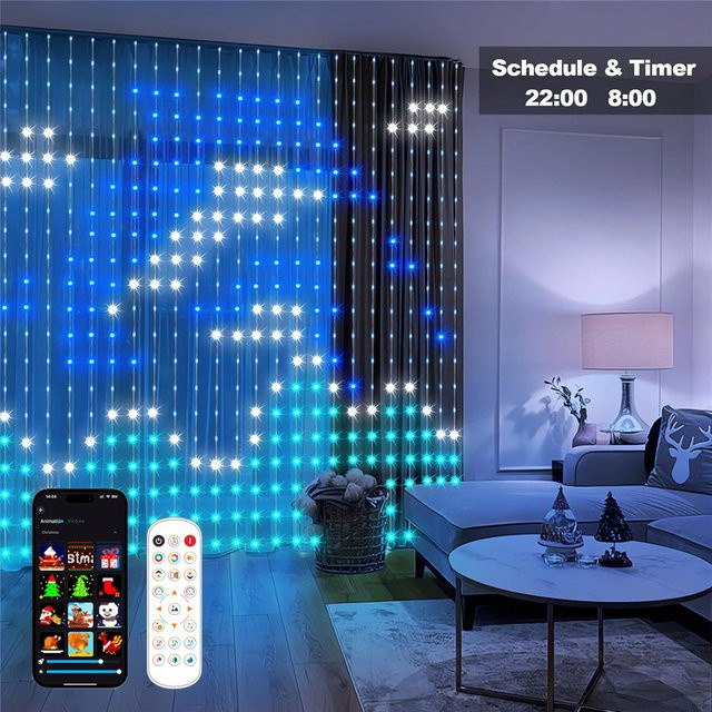 Smart LED Vorhang Lichter mit 400 LEDs, RGB Multicolour, App-Steuerung und Musik-Synchronisation, Wasserdicht für Indoor und Outdoor Party Deko - Bild 1