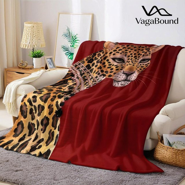 JMG Household Supplies Flanelldecke Leopard Muster Rot, B/H: 70 x 100 cm - Bild 1