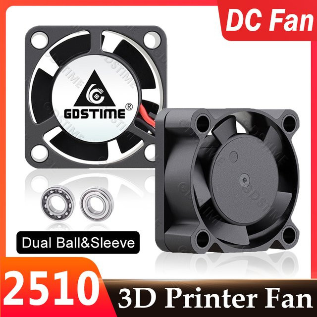 Gdstime Mini-PC-Kühler Schwarz, Hochgeschwindigkeits-Dual-Ball-Axiall-Lüfter für 3D-Drucker, B/T/H: 25 x 25 x 10 mm - Bild 1