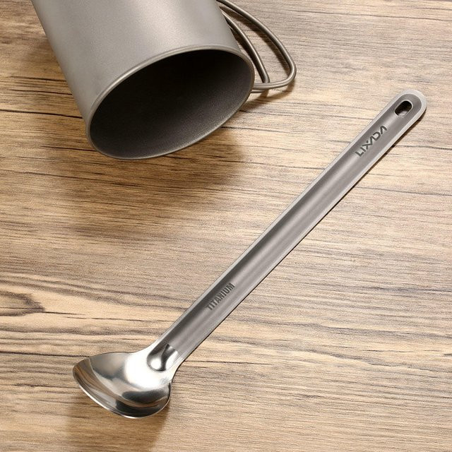 Lixada Titan-Löffel mit langem Griff und polierter Schüssel in Schwarz für Camping und Outdoor - Bild 1