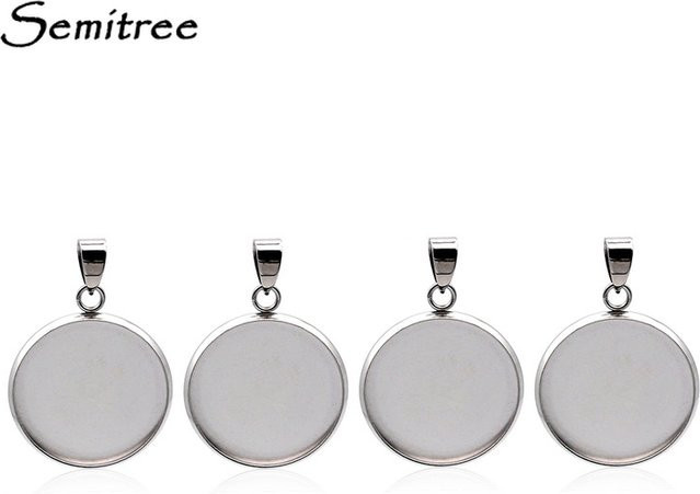 Semitree Anhänger Trays Edelstahl, Runde Lünette, 8-30mm, Unisex - Bild 1