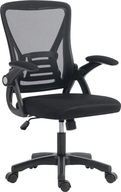HOMCOM Ergonomischer Bürostuhl in Schwarz mit hochklappbaren Armlehnen und Lendenwirbelstütze - Bild 1