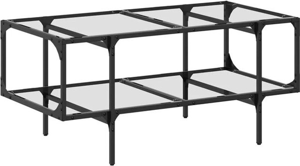 vidaXL Couchtisch modern mit Glasplatte und Stahlgestell, Transparent/Schwarz, B/T/H: 98,5 x 50 x 45 cm