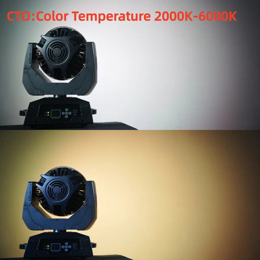 HYULIGHTS LED Moving Head Wash Light RGBWA UV 6in1 mit Zoom und CTO Farbtemperatur, Schwarz - Bild 5