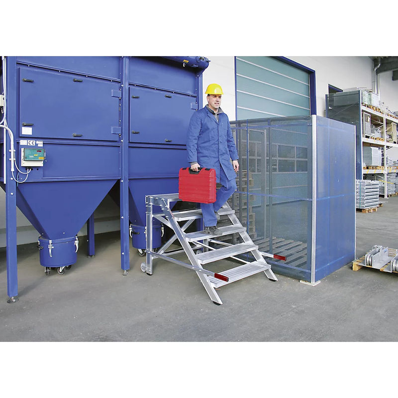 Günzburger Steigtechnik MUNK 50018 Aluminium Plattformleiter fahrbar Silber mit 5 Stufen und 3m Arbeitshöhe - Bild 4