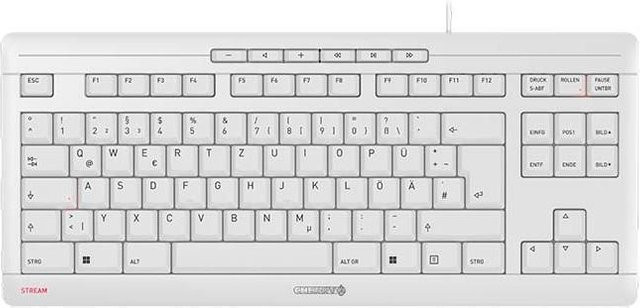 Cherry Stream Keyboard TKL Tastatur mit Scissor-Technologie in Grau und Weiß, QWERTZ DE Layout - Bild 1