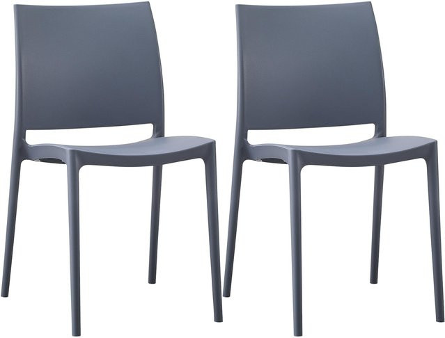CLP Gartenstühle 2er Set Meton aus Polypropylen in Anthrazit, stapelbare Outdoor-Gartensessel mit Lehnen, wetterfest und UV-beständig, belastbar bis 150 kg - Bild 1