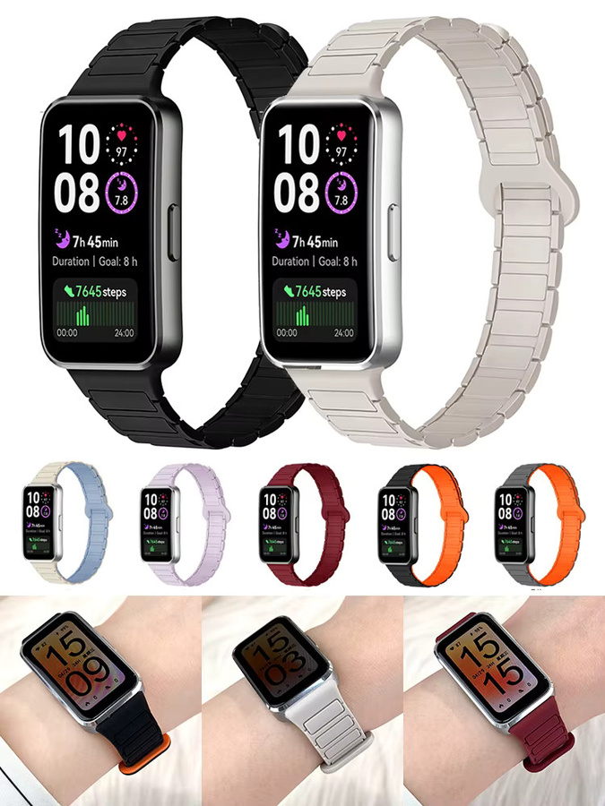 JDFANS Uhrenarmband Silikon, Weiß, NFC, für Huawei Band 10/9/8 - Bild 4