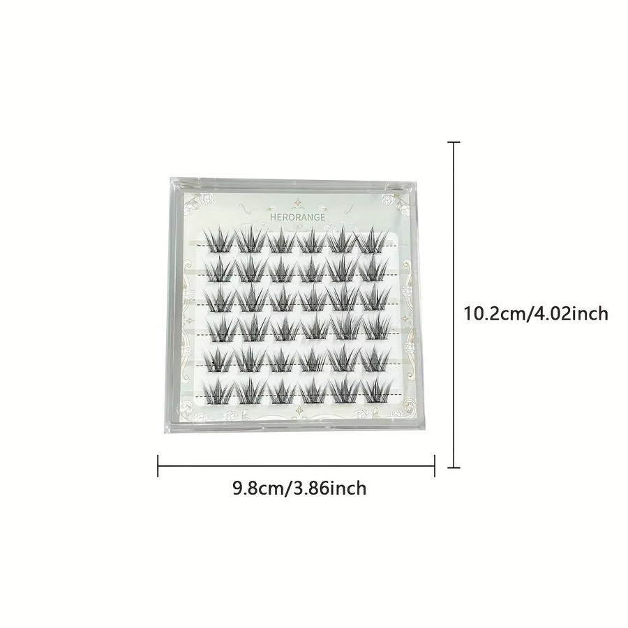 Herorange Klebefreie Cluster-Wimpern, 60 Stück, C-Curl, 10-13mm, Natürlich - Bild 2