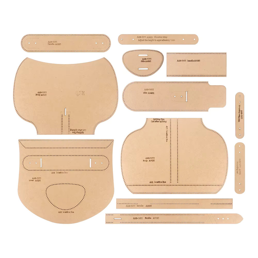 QJH DIY Kraftpapier-Schablonen Set mit Lochnähdesign und Zeichnungsmustern für Retro-Handtaschen - Bild 1