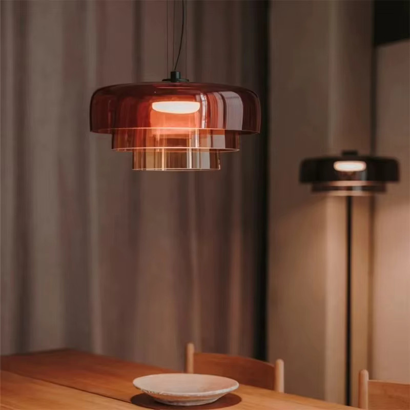 JIANKEXING Nordic Retro Glas Kronleuchter minimalistische Designer Kunst Lampe in Schwarz und Transparent für Wohnzimmer und Restaurant - Bild 2