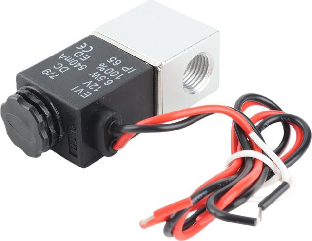 TOMTOP JMS 2-Wege Pneumatisches Magnetventil aus Aluminium, 1/4 Zoll, Normalerweise Geschlossen, 12V DC, Silber - Bild 1