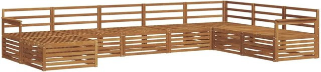 vidaXL Sofagarnitur 8-teilig aus Massivholz Akazie in Natur Braun im modernen L-Shape Design mit Latten-Design - Bild 1