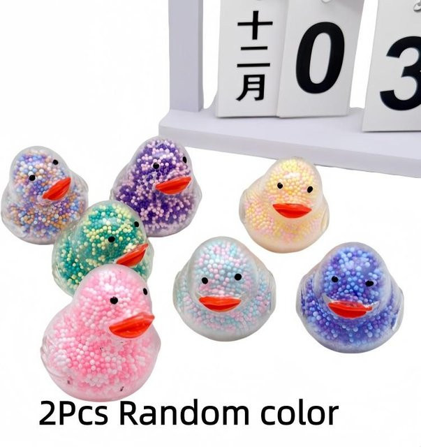 2 Stück bunte Enten Fidget Ball Spielzeug, Stress- und Angstlinderung Therapie Quetschspielzeug - Bild 1