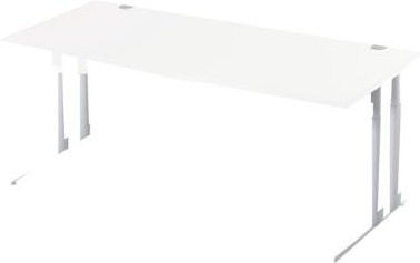 Schäfer Shop Select Schreibtisch COMBITEC Freiform mit C-Fuß und Kabeldurchlass, weiß/weißaluminium, B: 180 cm, T: 100/80 cm, H: 67,7-81,7 cm - Bild 1