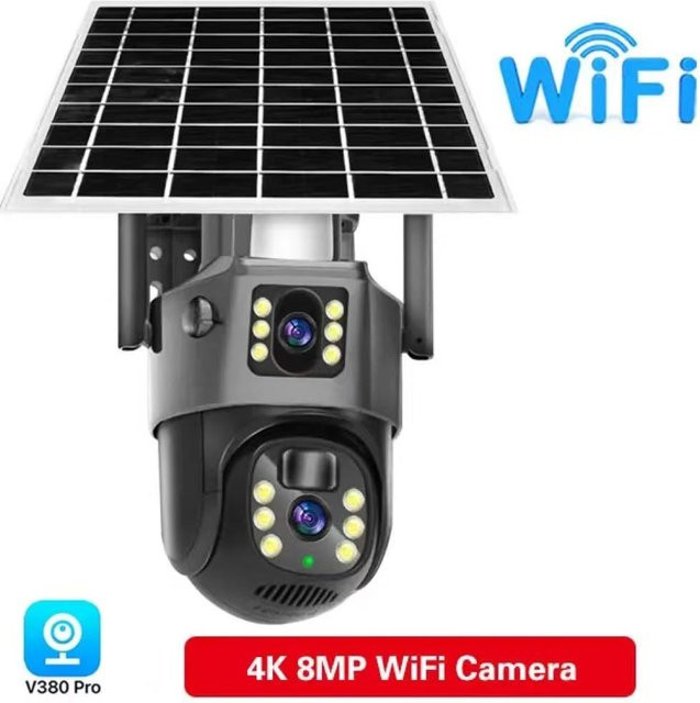 LS VISION 4K 8MP Solar Kamera mit Dual-Objektiv und Dual-Screen, WiFi und 4G SIM Karte, PTZ Outdoor Überwachungskamera mit PIR Personenerkennung in Schwarz - Bild 1