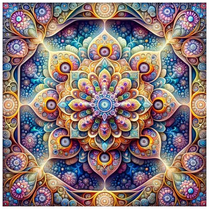 HUACAN 5D Diamant-Stickerei-Set mit buntem Mandala und abstrakten Mustern auf Leinwand, Multicolor - Bild 6