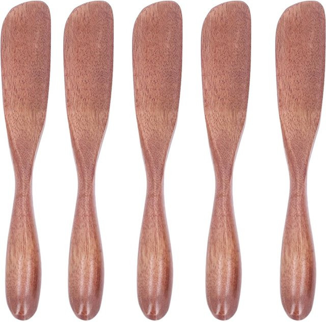 5er Set CosyHome Holzmesser für Butter, Marmelade und Käse in Braun im japanischen Stil - Bild 1