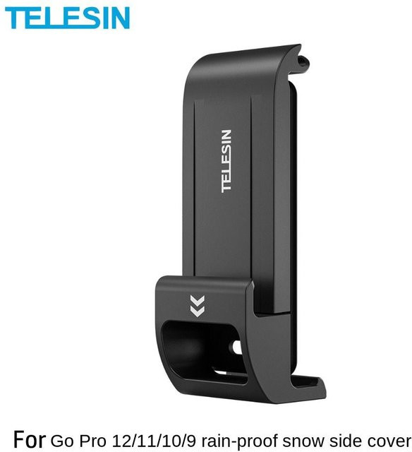 TELESIN Wetterbeständiges Batteriegehäuse mit USB-C Anschluss und Seitenabdeckung für GoPro 12, Hero 11, 10 und 9 in Schwarz - Bild 1