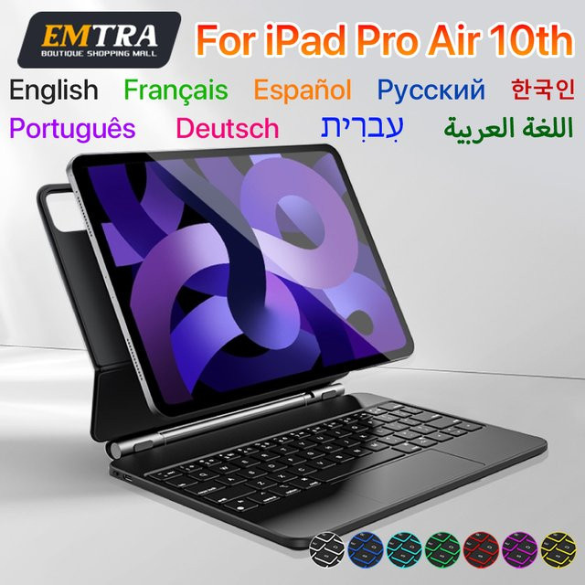 EMTRA Bluetooth Tastatur und Hülle mit Smart Floating Stand für iPad 11. Generation (Modelle A3355, A3356, A2696) in Weiß - Bild 1