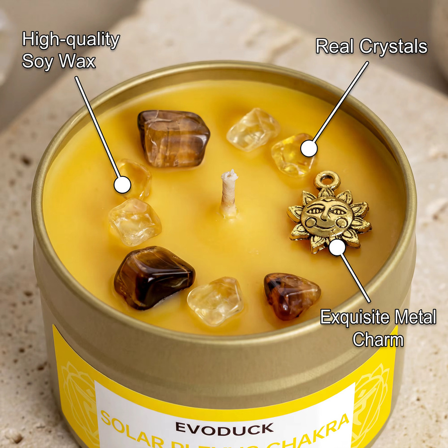 EVODUCK Tischdeko Solarplexus Chakra Kerze aus Metall in Gelb - Bild 2