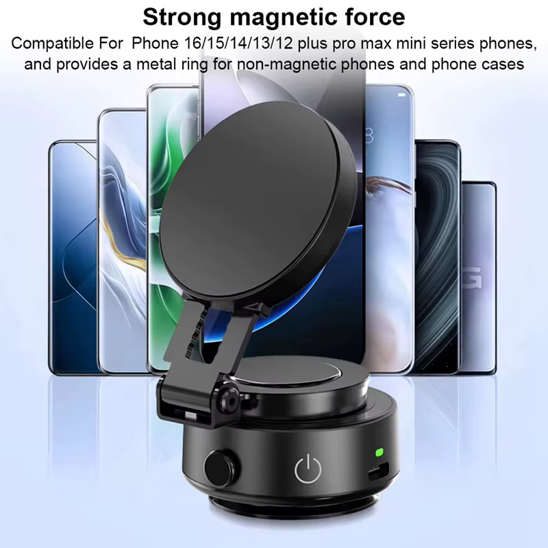 CJSD MagSafe Magnetische Vakuum-Autohalterung in Schwarz, 360 Grad drehbar und zusammenklappbar - Bild 2
