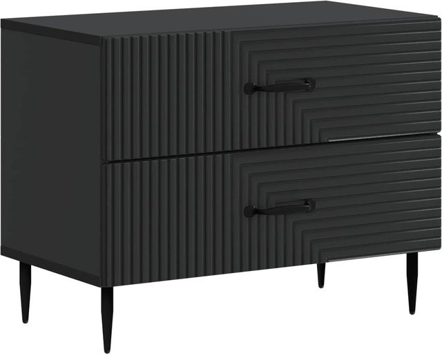 vidaXL Nachttisch in Schwarz im Vintage-Stil aus Holzwerkstoff, B/T/H: 62 x 34,5 x 47,5 cm - Bild 1