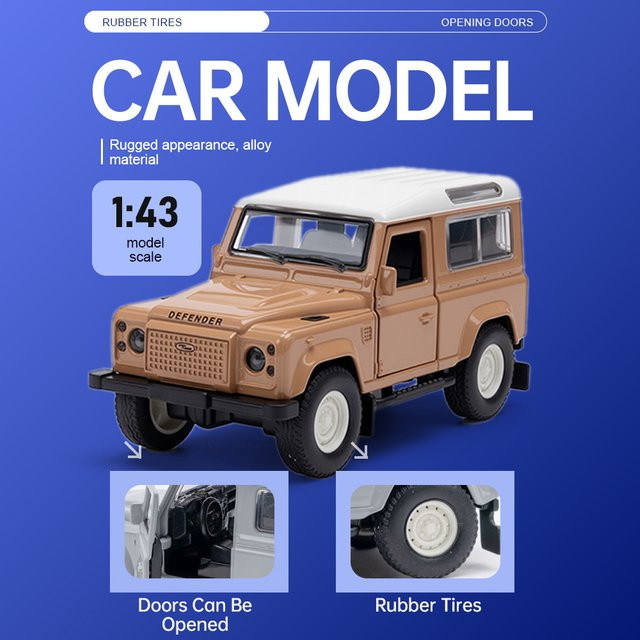 RMZ city Land Rover Defender, Geländewagen-Modell, 1:43, Metall, Grau - Bild 1
