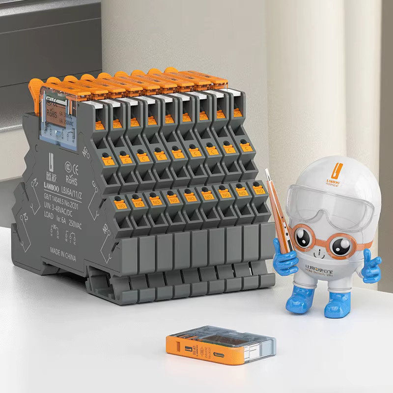 LANBOO J6A Ultraflaches Slim-Relais für DIN-Schienenmontage, 6A, 1NO1NC, 12V 24V Mikro-Zwischenrelais, Grau - Bild 3