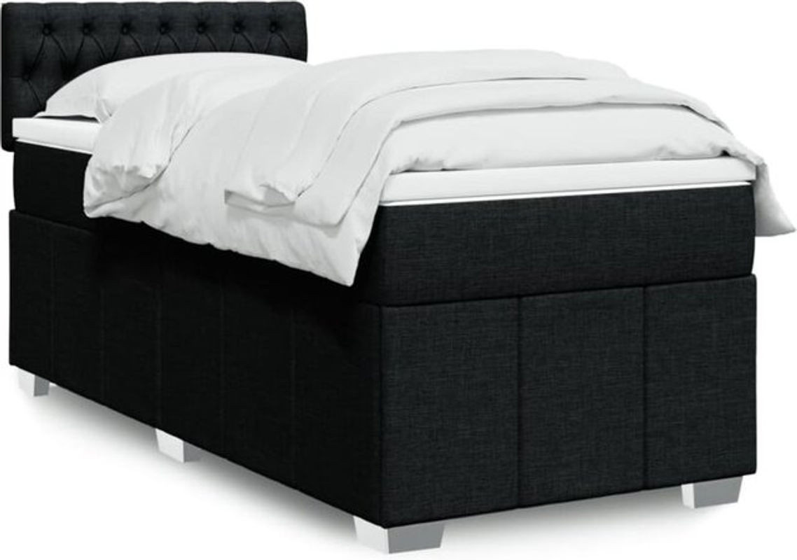vidaxl Boxspringbett mit Matratze aus Stoff in Schwarz B/T/H: 200 x 100 x 100,5 cm - Bild 1