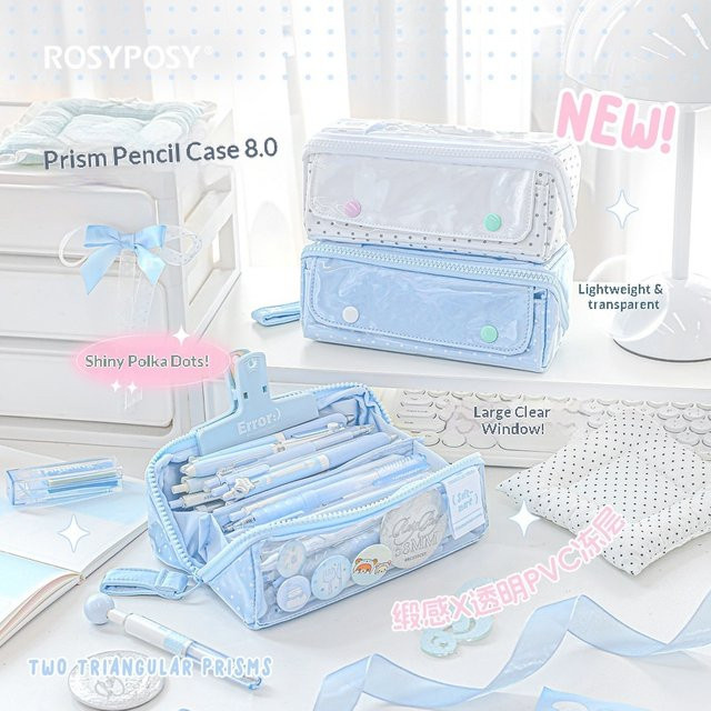 Hot RosyPosy Federmäppchen Prism Shine Polka Dot in Weiß und Transparent mit großem Fassungsvermögen und Satin-Textur - Bild 1