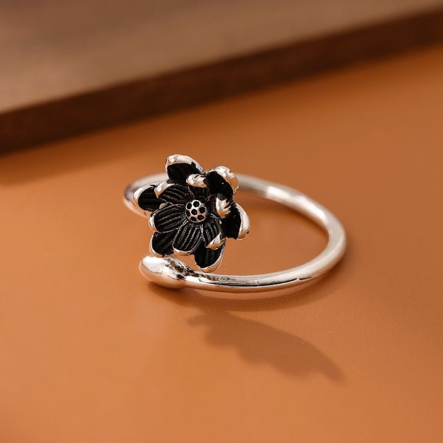 GaGa-Duck Ring, 925 Silber, Lotus, Blume - Bild 1